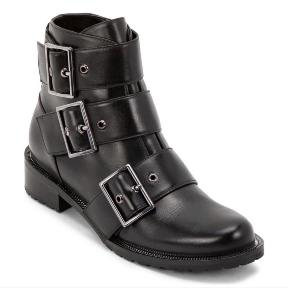 Blondo Leather Buckle Moto Boots